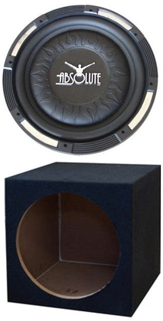 Absolute XS-1000 10" 1500 Watts Single Slim Shallow Subwoofer + Sealed Enclosure Box