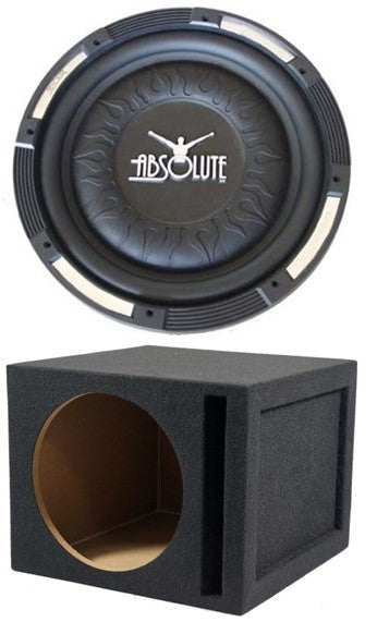 Absolute XS-1000 10" 1500 Watts Single Slim Shallow Subwoofer + Ported Enclosure Box