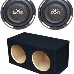 2 Absolute XS-1000 10" 1500 Watts Single Slim Shallow Subwoofer + Doubled Sealed Enclosure Box