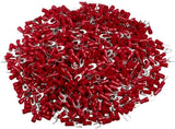  Red insulated fork spade wire connector, suitable for electrical crimp terminal applications, designed for 18-22 AWG wires.