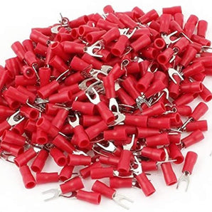 Absolute RS8-500 500PCS 18-22AWG #8 Red Insulated Fork Spade Wire Connector Electrical Crimp Terminal