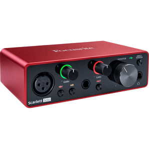 Focusrite Scarlett Solo 4rd Gen USB Audio Interface Bundle Mic Stand + Pop Filter + XLR Cable