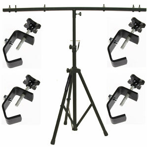 MR DJ DJ Pro Audio Lighting Fixture Tripod Stand with T-Bar Light Truss + 4 C Clamps
