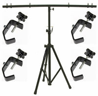 Thumbnail for MR DJ DJ Pro Audio Lighting Fixture Tripod Stand with T-Bar Light Truss + 4 C Clamps