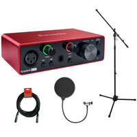 Thumbnail for Focusrite Scarlett Solo 4rd Gen 2-In, 2-Out USB Audio Interface Bundle with Mic Stand + Pop Filter and XLR Cable