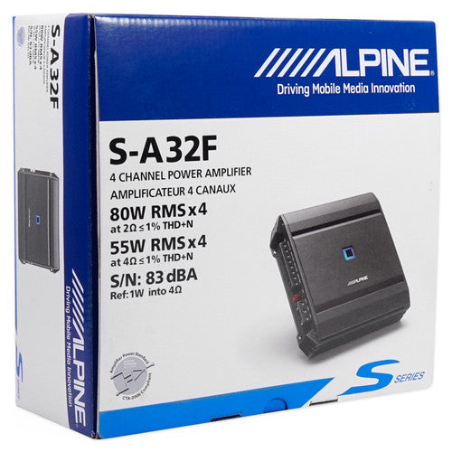 Alpine S-A32F S-Series 4-Channel Digital Amplifier 80 Watts RMS x 4