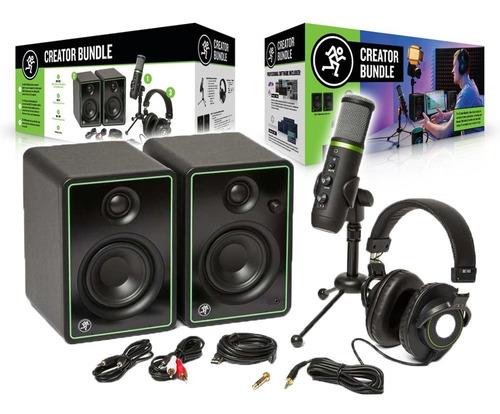 Mackie Creator Bundle USB microphone, studio monitors, and headphones