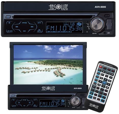Absolute AVH9000 7" TFT LCD Motorized Indash Monitor Digital Video Single-DIN Multimedia DVD CD MP3 USB Player Bluetooth Adapter