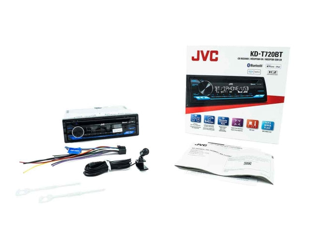 JVC KD-T720BT Single-DIN In-Dash CD Bluetooth Alexa with PAC SWI-CP5 Steering Wheel Interface
