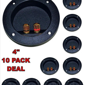 4-Inch Double Binding Round Gold Plate Push Spring Loaded Banana Jacks Double Post Speaker Box Terminal Cup