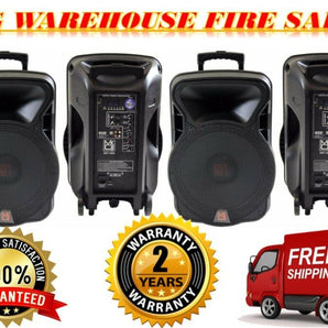 2 Mr. Dj DSP4000 15" 4000W Bluetooth DSP FM Radio USB Portable PA DJ Speaker Microphone