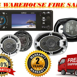 Absolute Single Din Car Stereo Bundle 3.5" Car Stereo DVD/CD/MP3/AM/FM Player & 2 Pairs of 6.5" & 6x9 speaker