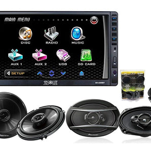 Absolute DD3000 Double Din DVD, CD, MP3 Player W/ Pioneer TS-F1634R 6.5" TS-A6966R 6x9 & TW600