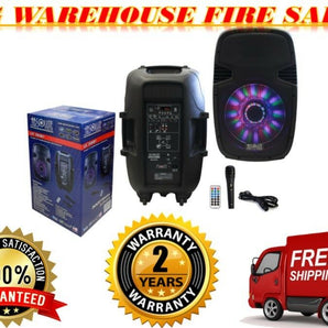 ABSOLUTE US3000BT 15" 2-Way PA/DJ Speaker with LED, Built-In Bluetooth, FM Radio