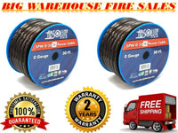 Thumbnail for 2 Absolute SPW-0-50BK 1/0 Gauge 50 FT, 100 Feet Total Power Ground Battery Wire Cables Black