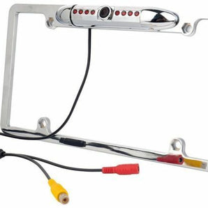 Car rearview reverse backup camera kit featuring 170° license plate frame and night vision capabilities.