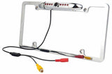 For Pioneer MVH-1400NEX rear view camera with silver chrome frame and connection cables.