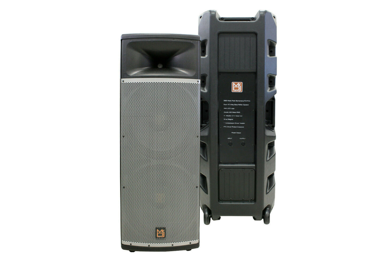 MR DJ PRO215S PA DJ Passive Speaker <BR/> Professional PRO PA DJ Dual 15” 3-Way Full-Range Passive DJ PA Multipurpose Live Sound Loudspeaker