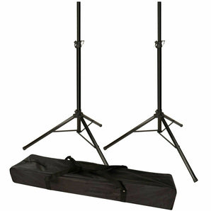 2 MR DJ SS300B Speaker Stand with Road Carrying Bag Universal Black Heavy Duty Folding Tripod PRO PA DJ Home On Stage Speaker Stand Mount Holder with Road Carrying Bag