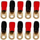 MR DJ DGRT0010 1/0 Gauge Crimp Ring Terminals Connectors 10-Pack Red Black Boots