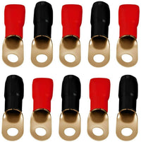 Thumbnail for MR DJ DGRT0010 1/0 Gauge Crimp Ring Terminals Connectors 10-Pack (Red, Black)