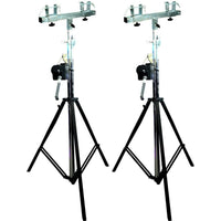 Thumbnail for 2 Black DJ Pro Lighting 12 Foot Crank Light Stand & Square Truss T-Bar Adapter