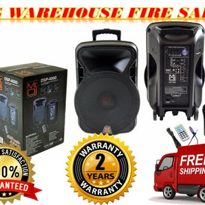 Mr. Dj 15" 4000W Bluetooth DSP FM Radio USB Portable PA DJ Speaker Microphone