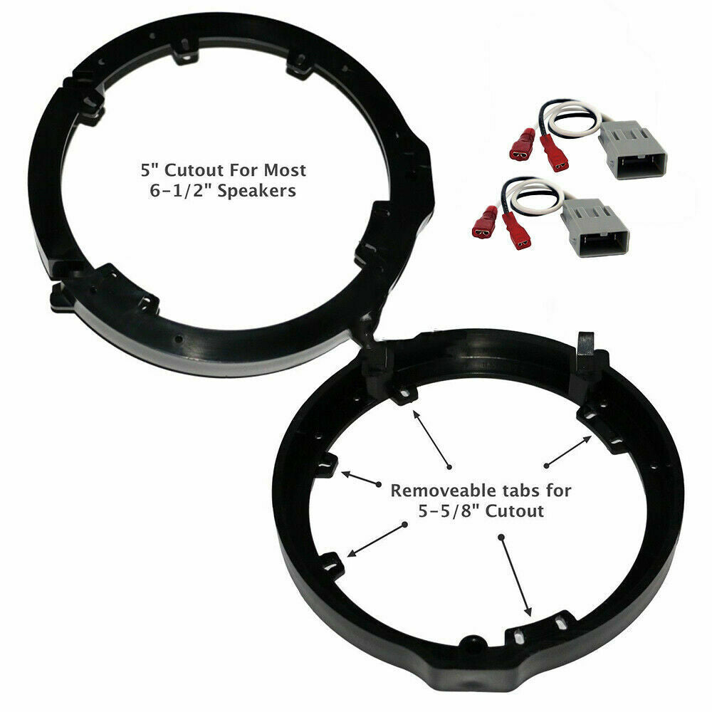 Honda 6.5" Or 6.75" Speaker Adapter 1Pair With Speaker Harness Front and Rear