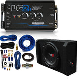 Cerwin Vega Mobile H7SE10 Audio Control LC2iB+ Amp Kit 4 gauge package with wiring and speaker components.