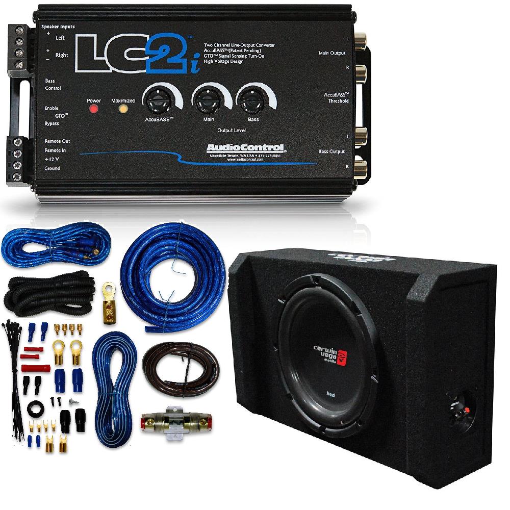 Cerwin Vega Mobile H7SE10 Audio Control LC2iB and Amp kit 4 gauge package