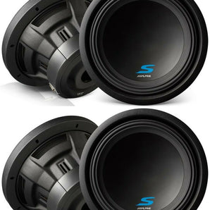 2 Alpine S-W12D4 Car Subwoofer<br/>1800W Max (600W RMS) 12" Type-S Series Dual 4 Ohm Car Subwoofer
