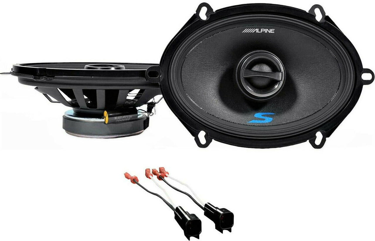 Alpine S-S57 5x7" Rear Factory Speaker Replacement Kit For 1999-2004 Ford F-250/350/450/550 + Metra 72-5600 Speaker Harness