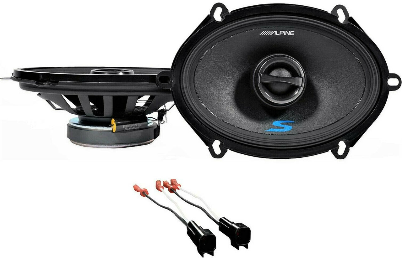 Alpine S-S57 5x7" Front Factory Speaker Replacement Kit For 1989-1997 Mercury Cougar + Metra 72-5600 Speaker Harness