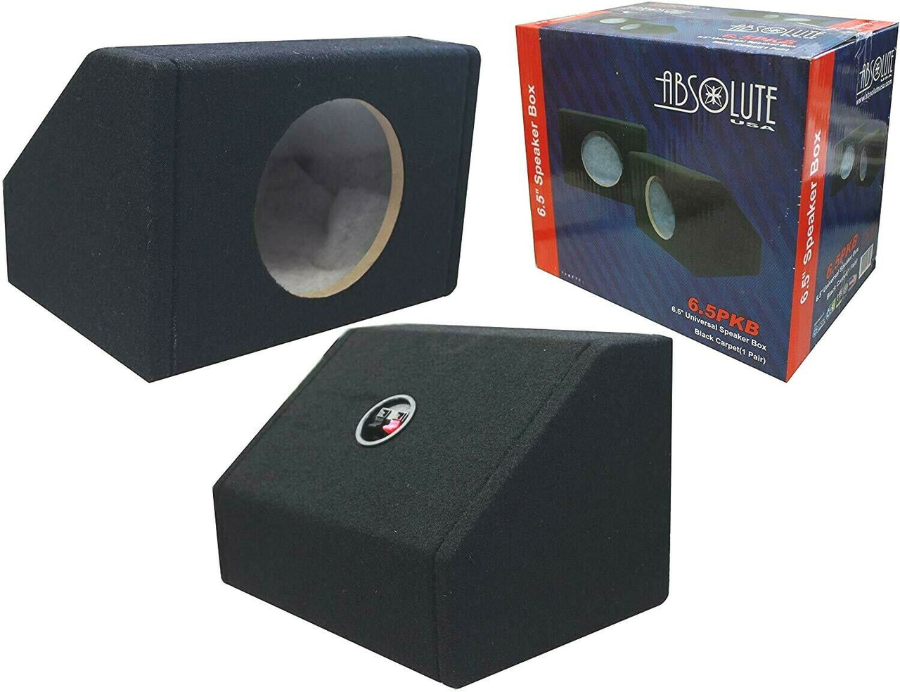 Absolute 6.5PKB Pair of 6.5" Single Angled Sealed Speaker Enclosures - Black
