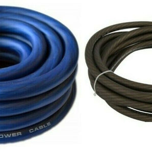 30 Feet Premium 0 Gauge Blue & Black Power Ground Wire Cable