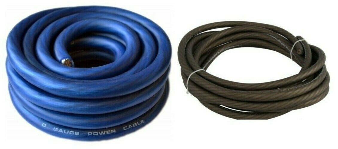 30 Feet Premium 0 Gauge Blue & Black Power + Ground Wire Cable 1/0 Gauge Car Audio