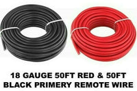 Thumbnail for American Terminal  AP18G50R AP18G50BK<br/> 2 Rolls 18 Gauge Wire Red Black Power Ground 50 Ft Each Primary Stranded Copper Clad