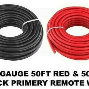 MR DJ MP18G50R + MP18G50BK 2 Rolls 18 Gauge Wire Red Black Power Ground 50 Ft Each