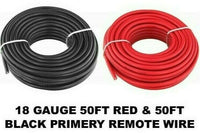 Thumbnail for MR DJ MP18G50R MP18G50BK<br/> 2 Rolls 18 Gauge Wire Red Black Power Ground 50 Ft Each Primary Stranded Copper Clad