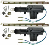 Universal car power door lock actuator 12V motor set with installation hardware and components.