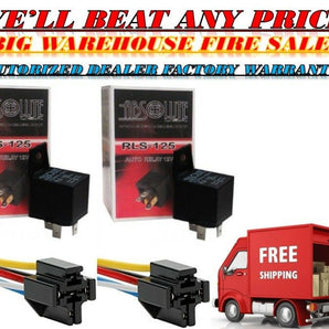 Black 12V automotive relay with mounting tab, compatible with harness socket, ideal for Bosch Tyco style applications.