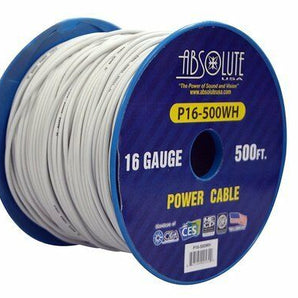 Absolute P16-500WH 16 Gauge 500-Feet White Spool Primary Remote Power Wire Cable
