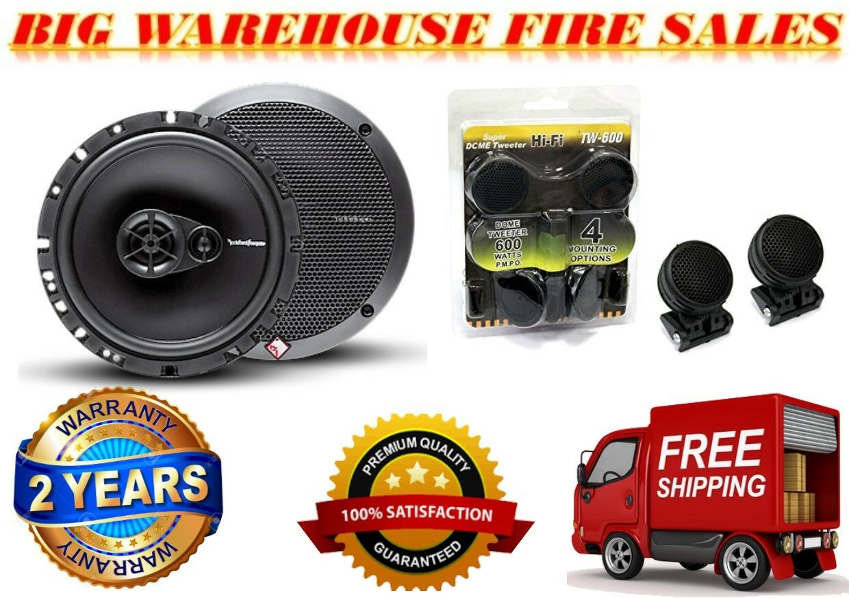 Rockford Fosgate Prime R165X3 & TW500 Dome Tweeter<br/>180W Peak, 90W RMS 6.5" 3-Way PRIME Series Coaxial Speakers w/ Silk Tweeters & Absolute TW500 500W Max Dome Tweeter