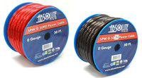 Thumbnail for Absolute SPW-0-50RD & SPW-0-50BK<BR/> 1/0 Gauge 50 FT Xtreme Twisted Power/Ground Battery Wire Cables Set One Red & One Black