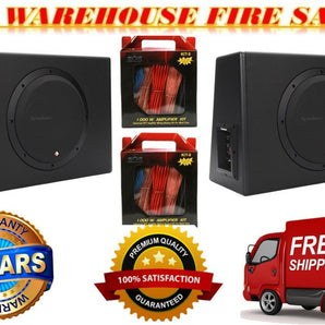 2 Rockford Fosgate P300-10 300 10" Powered Amplified Subwoofer Enclosure Amp Kit