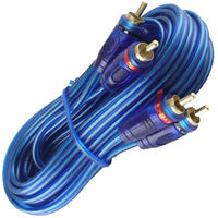 Thumbnail for ABSOLUTE 6 Ft 2 Ch Blue Twisted Car Amp Gold RCA Jack Cable Interconnect