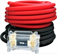 Thumbnail for MK Audio MKIT025RB 0 Gauge Wire Red / Black Amplifier Amp Power/Ground Cable 1/0 Set - Free Fuse