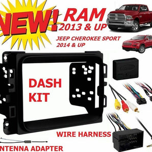 2013 - 2017 RAM Double Din Car Stereo Installation Interface +Dash Kit +Harness +Antenna