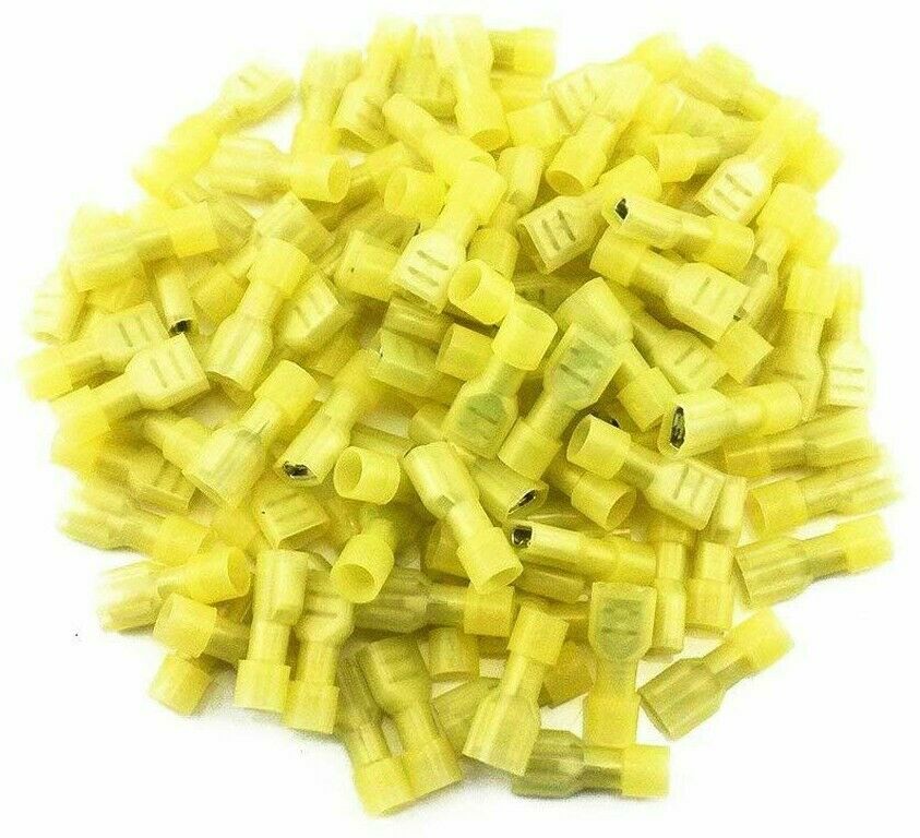 MK Audio KFQD1210Y 100pcs Yellow 12/10-Gauge Economy Nylon Female Fully-Insulated Quick Disconnects