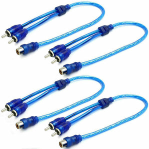 4 Absolute  RCA Audio Cable "Y" Adapter Splitter 1 Female to 2 Male Plug Cable